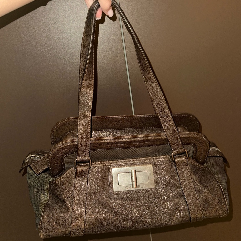 Vintage Y2K CHANEL Brown Quilted Leather Shoulder Bag - Picture 2 of 7